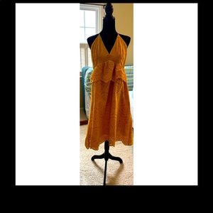 Moon River Yellow Eyelet halter dress